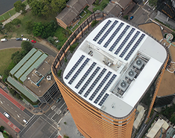 Rooftop solar panels at 32 Smith, Parramatta